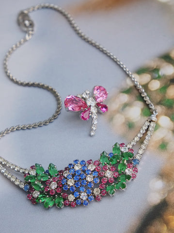 Chr Dior multi-colour glass crystals necklace (vintage)