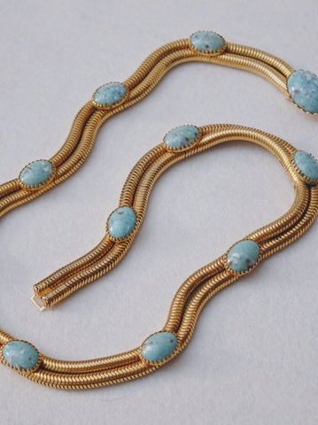 Chr Dior 50s faux Turquoise bead long necklace belt (Vintage)