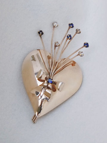 Silver extra large heart brooch (vintage) | ON SLOWNESS